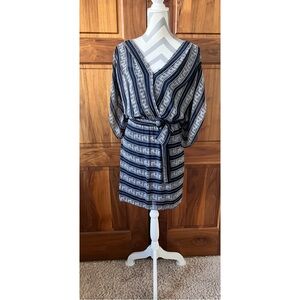 Max Studio Gray Wrap Blouse with V-Neck and 3/4 Sleeves